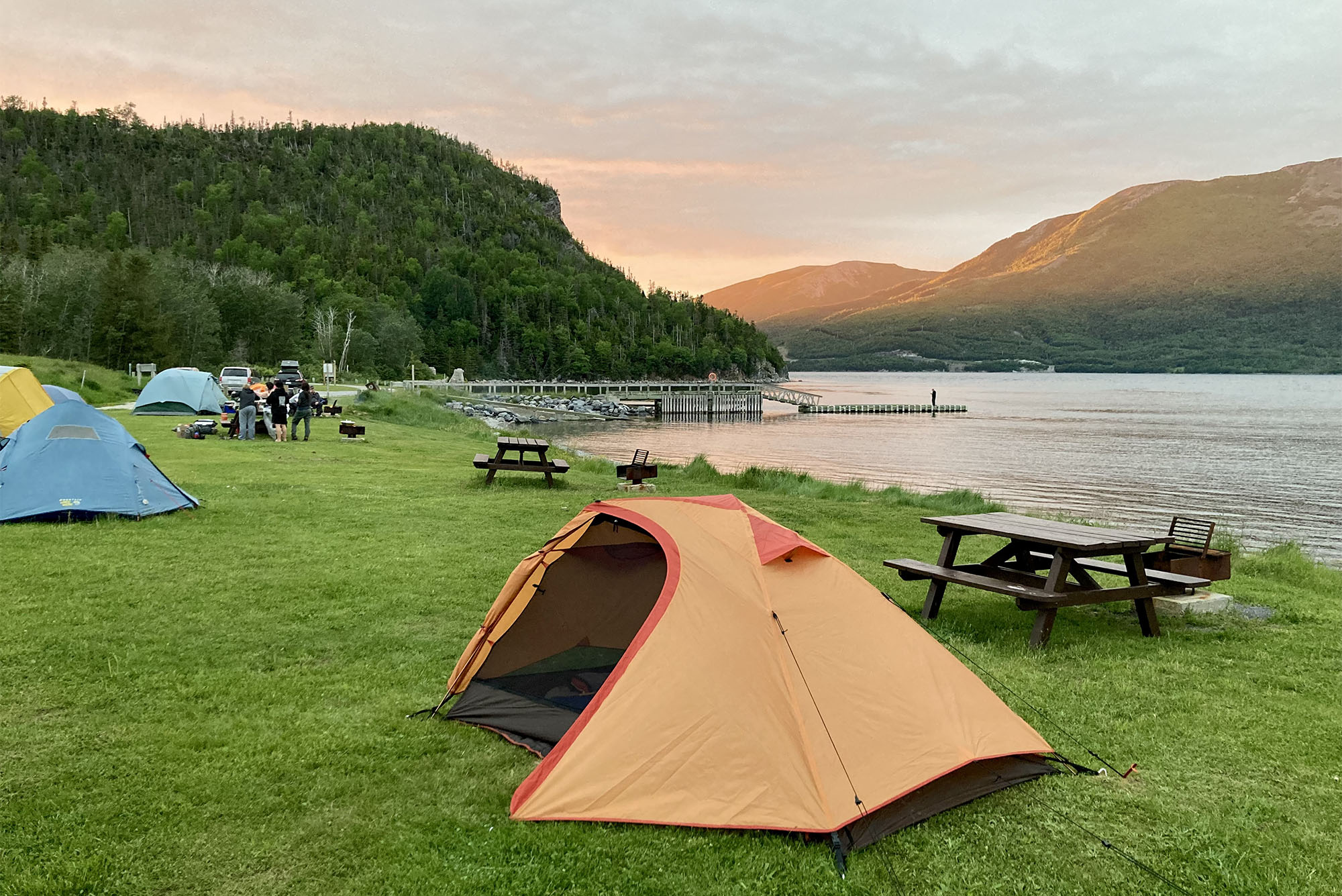 tents at the capstone field trip to Gross Morne National Park