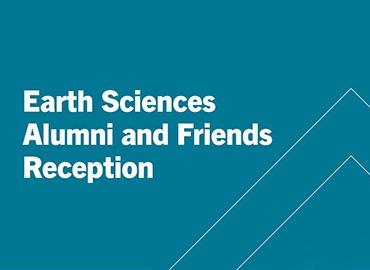earth sciences reception wording in white on blue